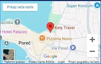 Google Map screenshot showing Poreč area with landmarks